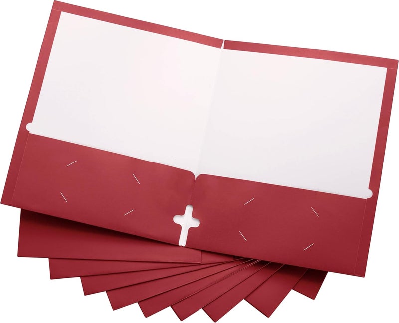 ACTIVITYYA 10 Pack Two Pocket Folders, Red, Strong Thick Paper Folders, for Letter Size, by - Image 1